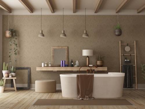 Im Badezimmer trifft Sand auf Wasser